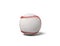3d rendering of a single white baseball with red stitching throwing a shadow on a white background.