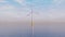 3d rendering of single wind turbine generator located in the open sea. Renewal energy concept