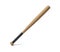 3d rendering of a single wooden baseball bat with a wrapped handle standing on a white background.