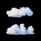 3d rendering, sky clip art, white cumulus and cloud isolated on black background. Weather design elements