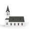3D rendering of a small chapel model isolated on a white background