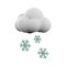 3d rendering snowfall icon. 3d render snow with cloud icon. Snowfall