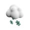 3d rendering snowfall icon. 3d render snow with cloud icon. Snowfall