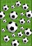 3D rendering of soccer balls on green pitch background