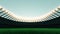 3D Rendering of soccer sport stadium, green grass during night match with crowd of audience and bright led spot lights