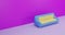 3D Rendering Sofa Blue Yellow Combination with Purple Background