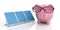 3d rendering solar panels and piggy bank