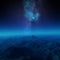 3D rendering. Space scene. Illustration of alien planet in space with nebula and stars
