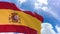 3D rendering of Spain flag waving on blue sky background with Alpha channel