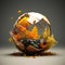 a 3d rendering of a sphere with autumn leaves