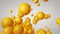 3d rendering Spheres Abstract background glossy Yellow bubbles balls