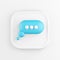 3d rendering square white icon button key blue round speech bubble isolated on white