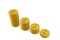 3D rendering of stacks of golden coins on white background