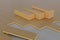 3D rendering of stacks of wooden timber planks on the wooden flo