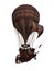 3D rendering of a steampunk hot air balloon flying above