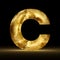 3D rendering stone onyx letter C isolated on black background. Signs and symbols. Alphabet luminous gemstone. Textured materials