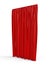 3d rendering of a straight red closed curtain isolated on white background.