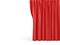 3d rendering of a straight red closed curtain on white background.