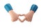 3d rendering stylized hands fold shape of heart. Valentine Finger gesture sign icon. Element for design. Illustration