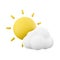 3d rendering sun ahead of the clouds icon. 3d render weather sun cloud icon. sun ahead of the clouds