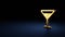 3d rendering symbol of glass martini  wrapped in gold foil on dark blue background