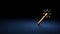 3d rendering symbol of magic wand wrapped in gold foil on dark blue background