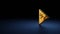 3d rendering symbol of play button wrapped in gold foil on dark blue background