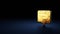 3d rendering symbol of rectangular chat bubble wrapped in gold foil on dark blue background