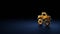 3d rendering symbol of truck monster wrapped in gold foil on dark blue background