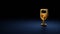 3d rendering symbol of wine glass alt wrapped in gold foil on dark blue background