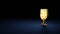3d rendering symbol of wine glass wrapped in gold foil on dark blue background