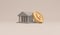 3D Rendering symbols Turkish lira coin and bank icon concept of money currencies.