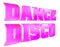 3D rendering. Text disco music on white background