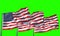3D rendering, three american USA flag with pole, stars and strip