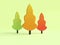 3d rendering three pine tree minimal cartoon style fall/autumn season