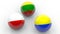 3D rendering of three spheres with flags of Poland, Ukraine and Lithuania. The idea of creating a political European bloc is the