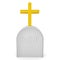 3D Rendering of tombstone with golden cross