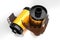 3d rendering top angle view of yellow film camera rolls
