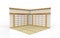 3d rendering. Traditional oriental Japanese White paper door and tatami floor corner room design background.