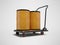 3D rendering transportation two barrels on an orange trolley on gray background with shadow