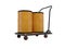 3D rendering transportation two barrels on an orange trolley on white background no shadow