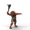 3D rendering of a Troll fantasy creature weiding a large wooden club weapon isolated on a white background