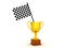 3D Rendering of trophy with checked flag in it