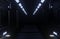 3D rendering tunnel Spaceship dark  interior ,corridor, mock up copy space futuristic