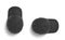 3d rendering of two black baseball caps lying on a white background horizontally and vertically in a top view.