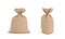 3d rendering of two canvas sacks tied with a rope, one sack in front view and another in side view.