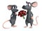 3D rendering of two cartoon mice dating