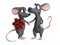 3D rendering of two cartoon mice dating