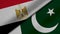 3D Rendering of two flags from Arab Republic of Egypt and Republic of pakistan  together with fabric texture, bilateral relations