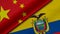 3D Rendering of two flags from China and Ecuador